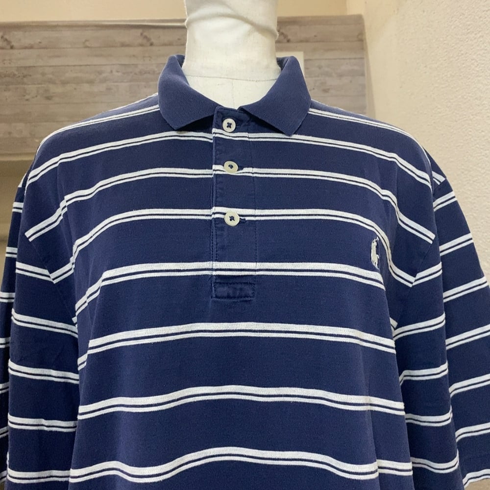 Ralph Lauren　ラルフローレン 半袖ポロシャツ 太ボーダー 白×紺 L ラルフローレン 半袖ポロシャツ 紺 白 ボーダー柄 RALPH LAUREN | UTA