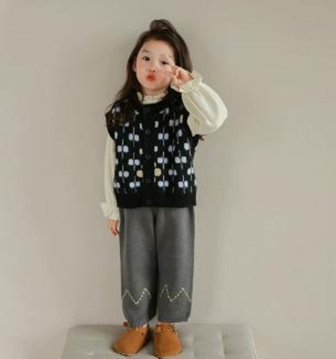 90-140㎝】BABY KIDS カジュアル ニット ベスト カーディガン 子供服 