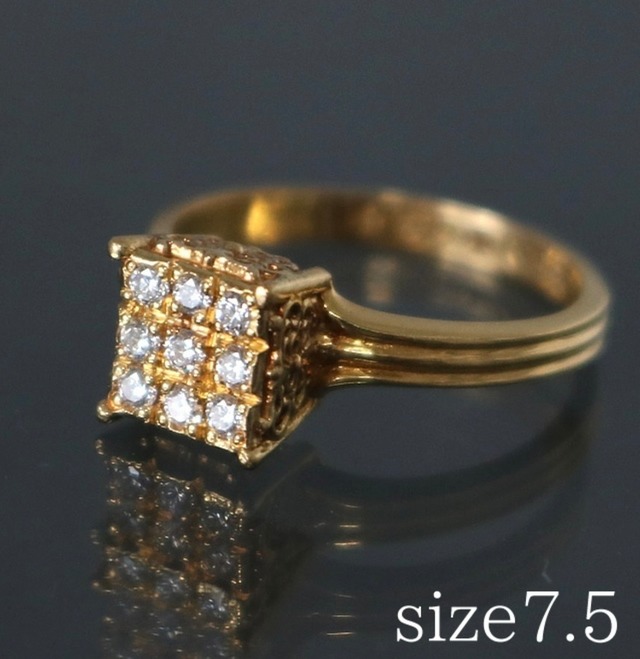 CHROME HEARTS クロムハーツ 22K カクテルリング パヴェダイヤ 指輪 メンズ ゴールド