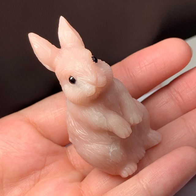 15.ピンクオパール大きいうさぎ・インテリア