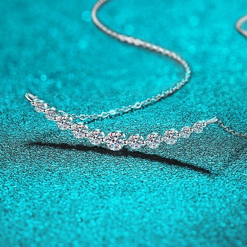 【1.1ct ダイアモンド ライン ネックレス】SV925 ネックレス 1.1カラット ネックレス ライン ネックレス シルバーネックレス Uペンダント ダイヤモンド モアサナイト ネックレス SV925