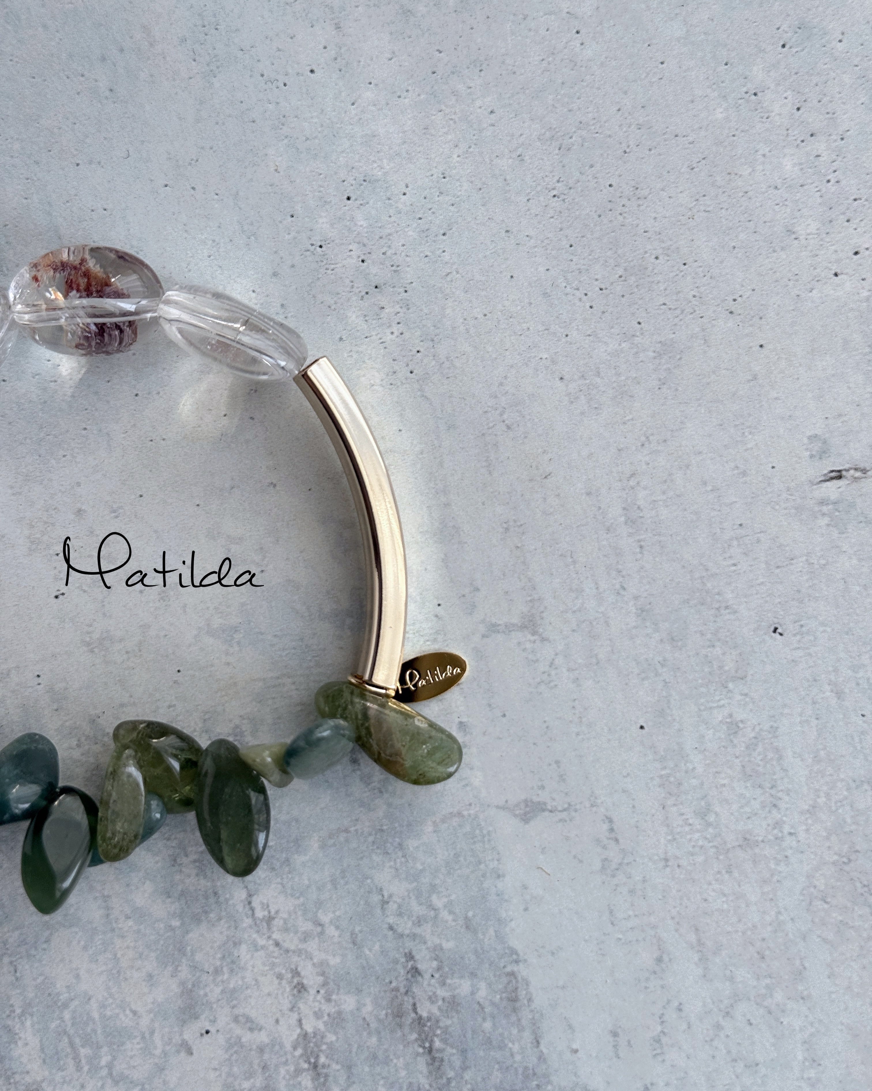 Tube & stone bracelet(ガーデンクォーツ×グリーンアパタイト)