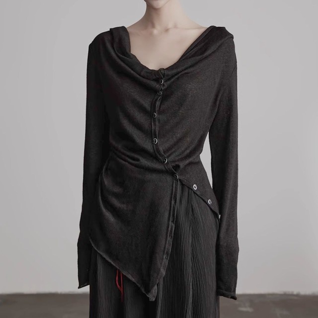 Drape neck wrap sleeve cardigan C1049