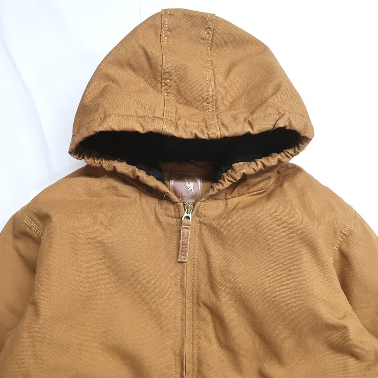 古着 BERNE ダック 中綿 パーカージャケット ブラウン 表記：XL（youth 