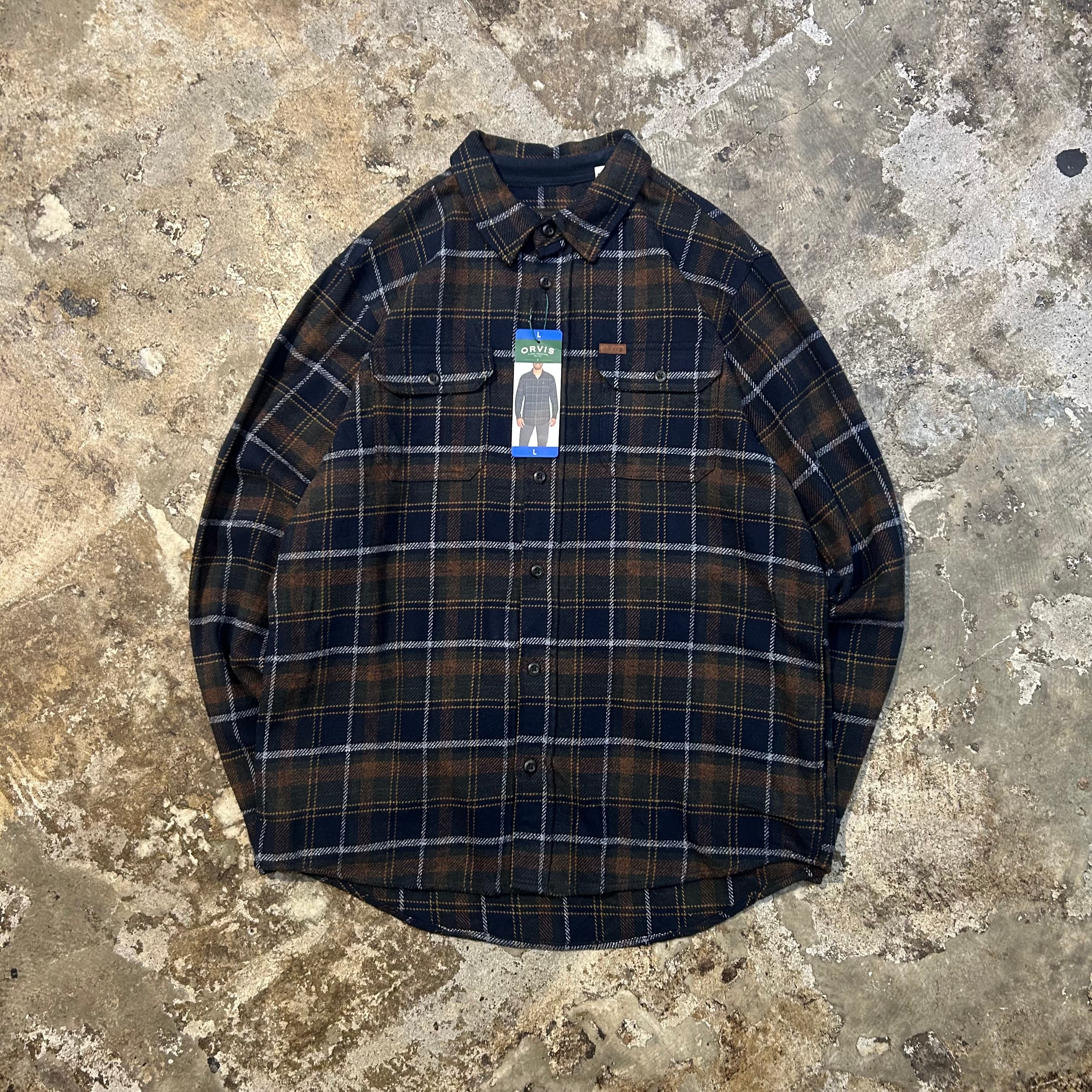 00s ORVIS シャドーチェックシャツ L ブルー×ブラック コットン 067849f5cfe296dd104c0bbcc3e31b