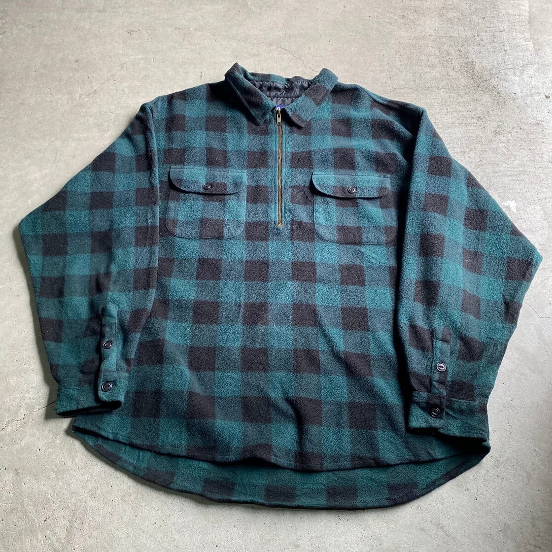 90年代 OLD GAP オールドギャップ チェック柄 ハーフジップ フリース 