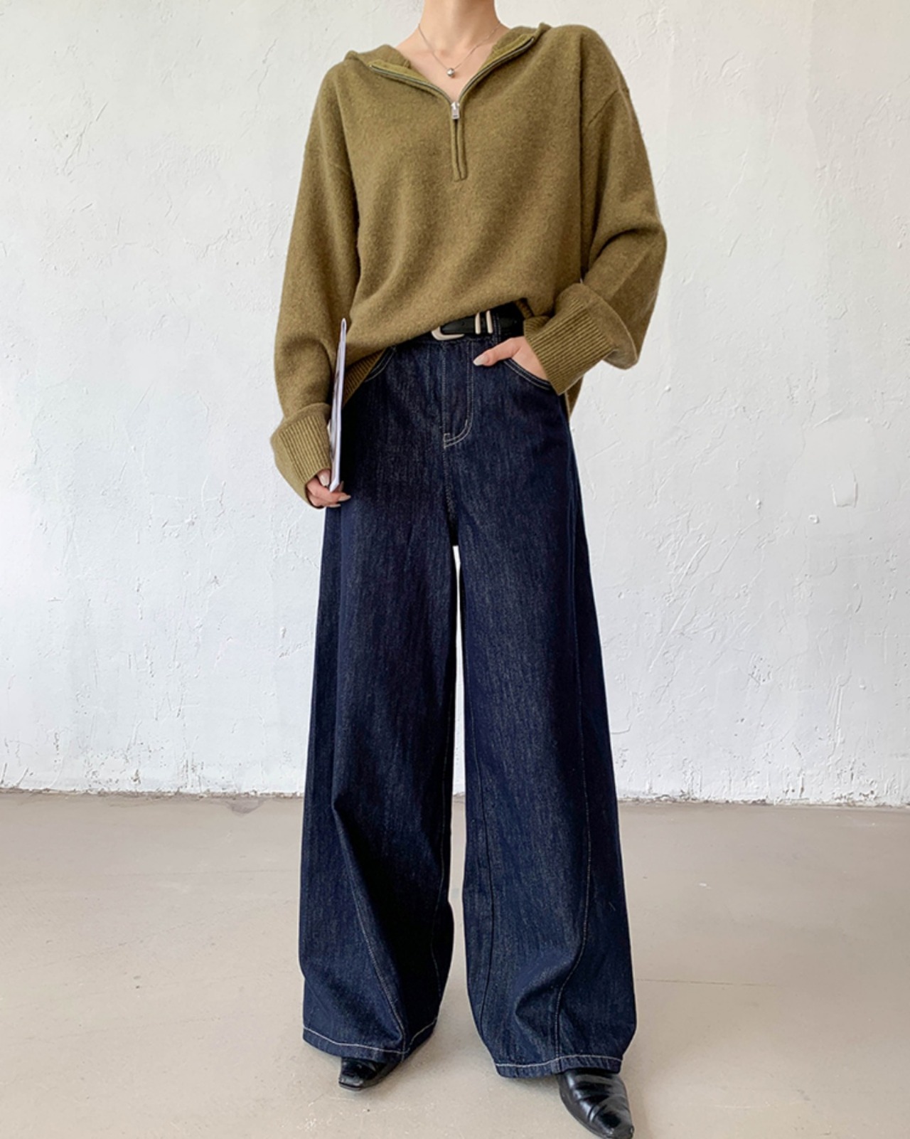 Long sleeve hooded pullover Sweater　T20126