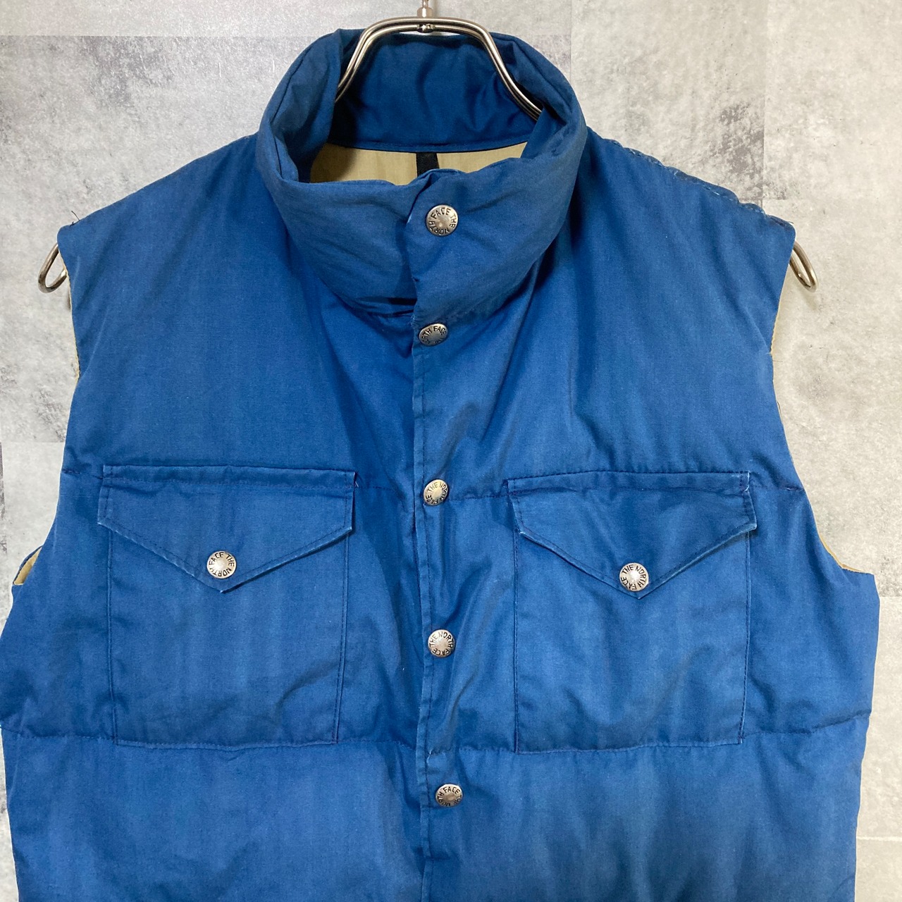 70s USA製 THE NORTH FACE ダウンベスト 茶タグ ブルー XS | harrysally 