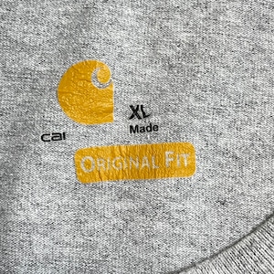 【Carhartt】ロンT ポケットTシャツ ポケT 長袖Tシャツ long sleeve shirt ORIGINAL FIT オリジナルフィット XL ビッグシルエット スクエアラベル カーハートグレー US古着