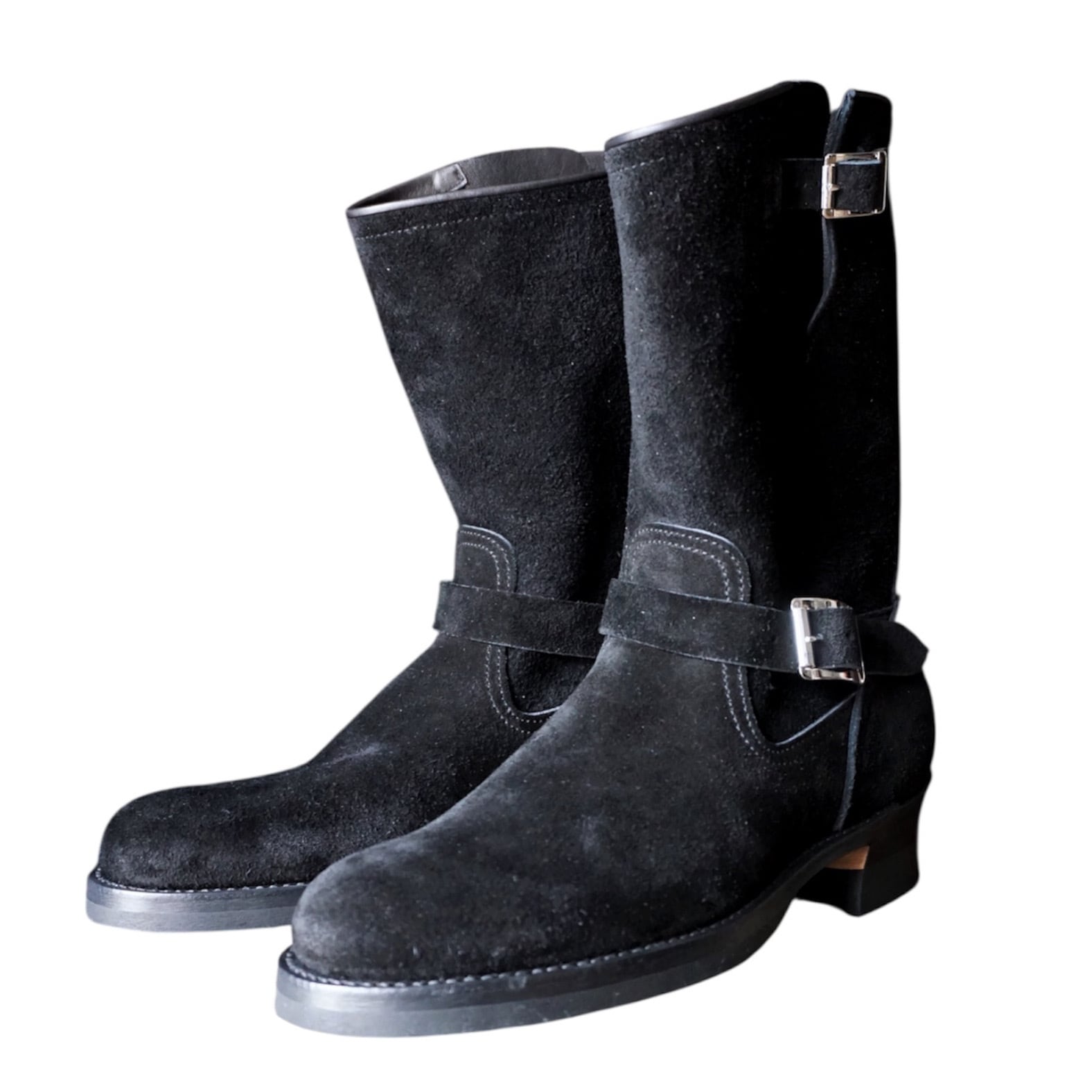 Lot.329 Suede Engineer Boots - Black - | RAT STYLE