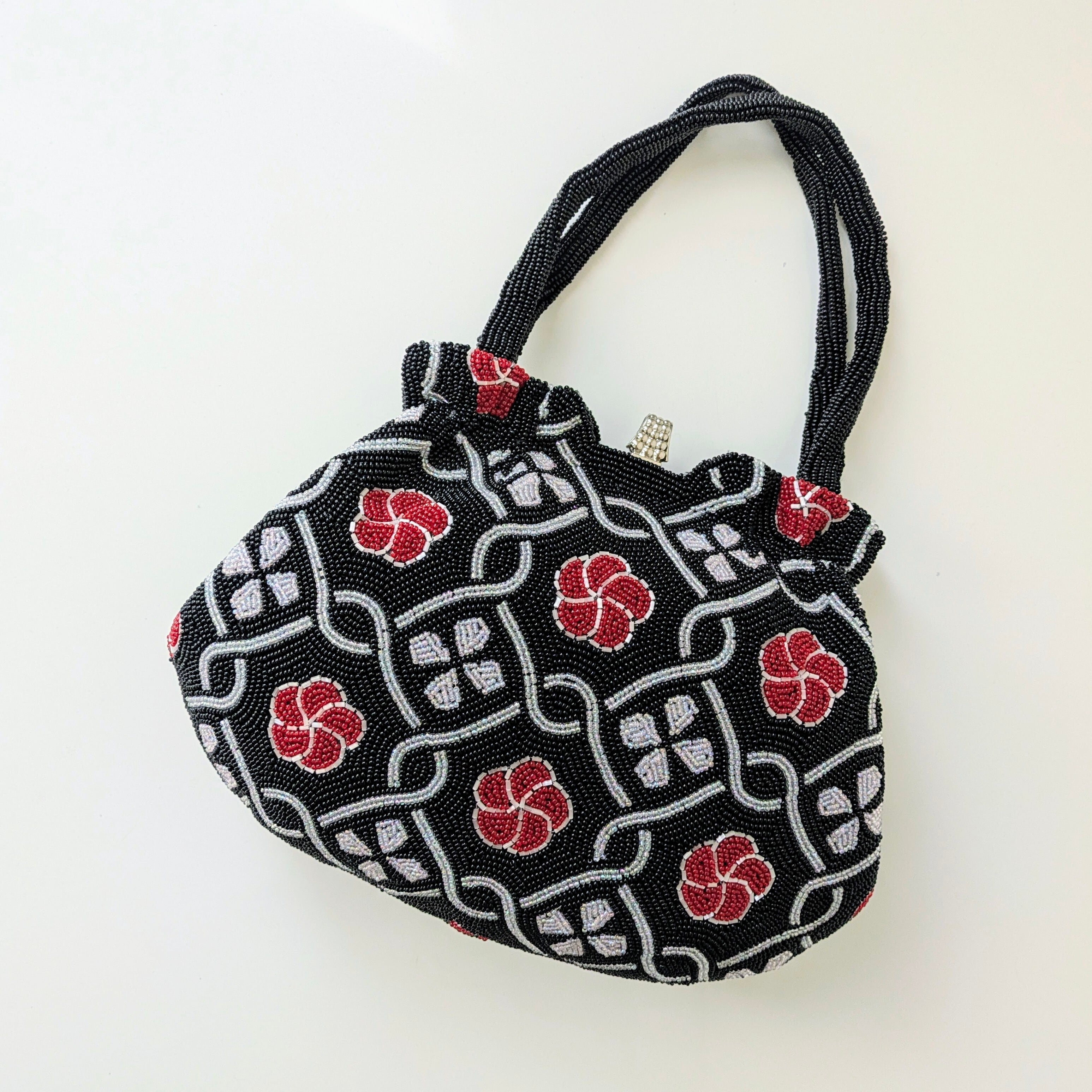 和装 ビーズバッグ パーティーバック ハンドバッグ 刺繍 フリンジ レトロ 美品 ビーズバッグ/バッグ | 古着屋 鎌倉洋品店