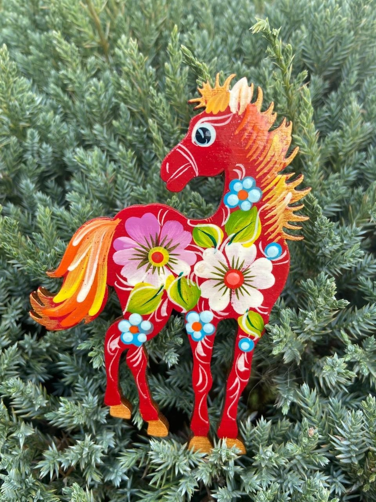 ペトリキフカ塗りのマグネット 2026/午年モデル　馬（Khomenko製作） - 3