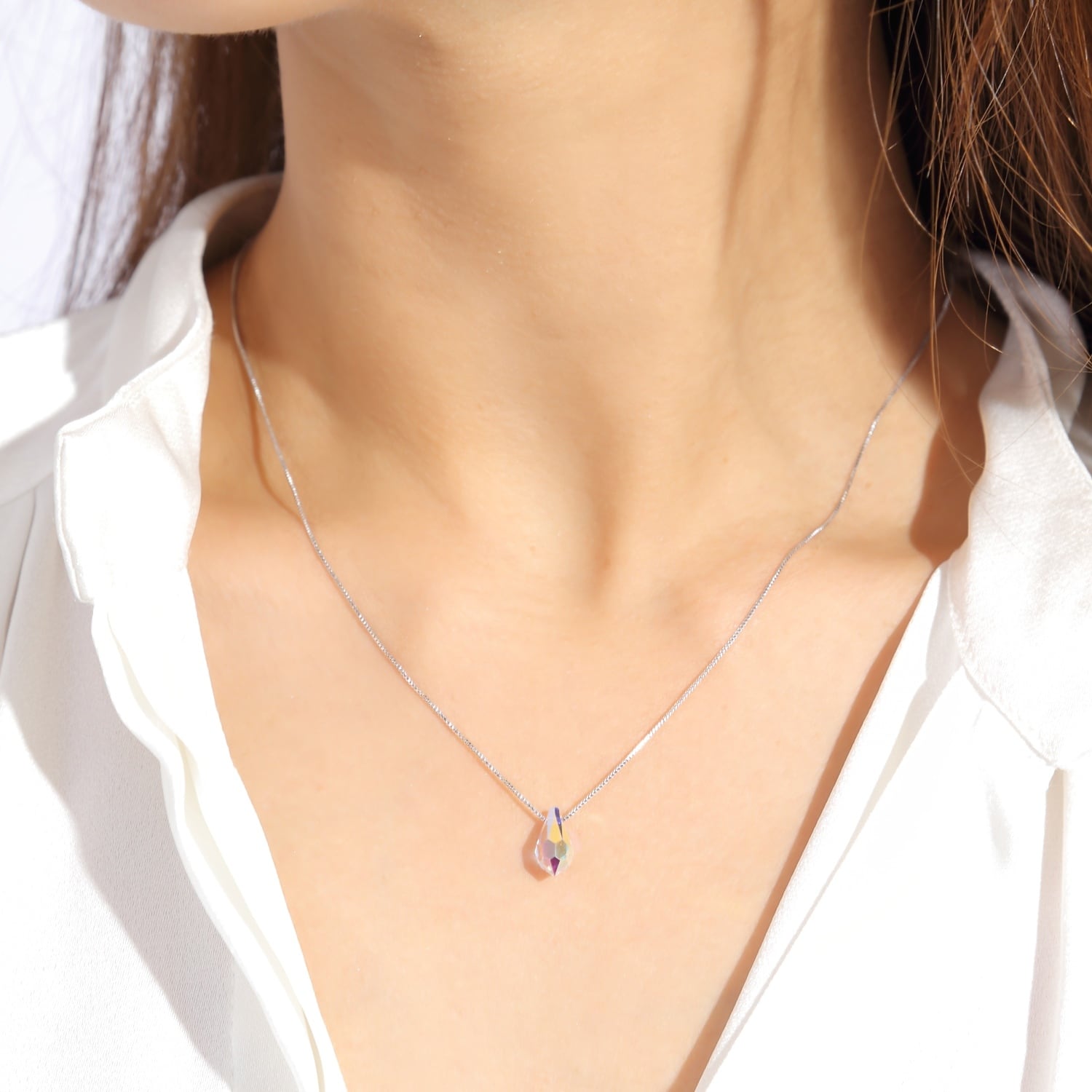 SWAROVSKI スワロフスキー ネックレス クリスタル ティア ドロップ スワロフスキークリスタル ネックレス ティアドロップ シルバー925 新