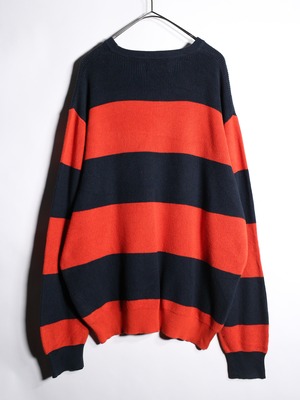 "CHAPS" orange × black good coloring cotton knit