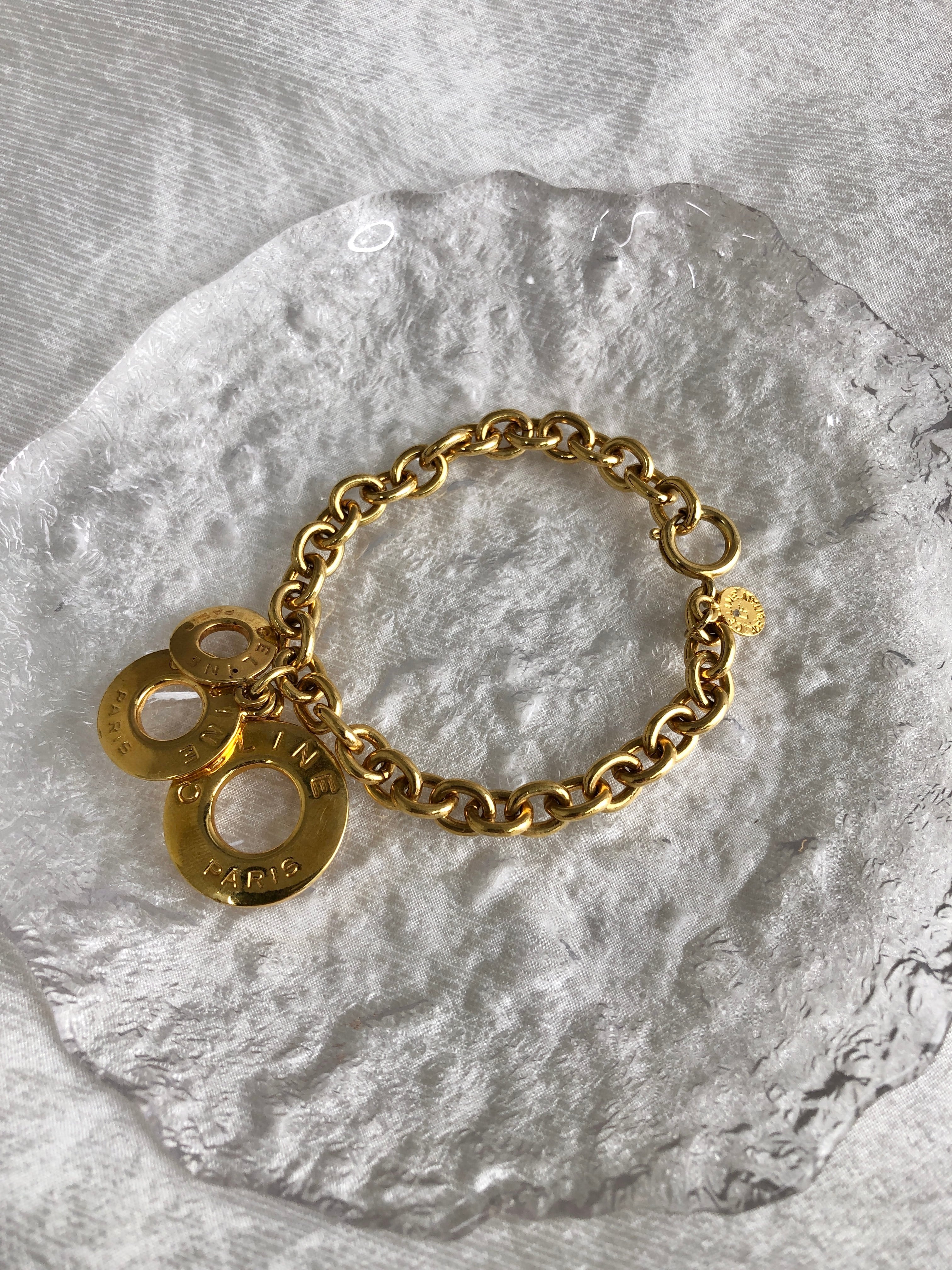 CELINE セリーヌ ヴィンテージ ロゴ ブレスレット ゴールド CELINE セリーヌ ロゴサークル ブレスレット ゴールド vintage