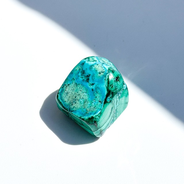 マラカイト with クリソコラ（マラコラ） タンブル33◇ Malachite with Chrysocolla ◇天然石・鉱物・パワーストーン・インテリア