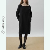 黒に咲く影花の余白：スクエアワンピース《XU0272》