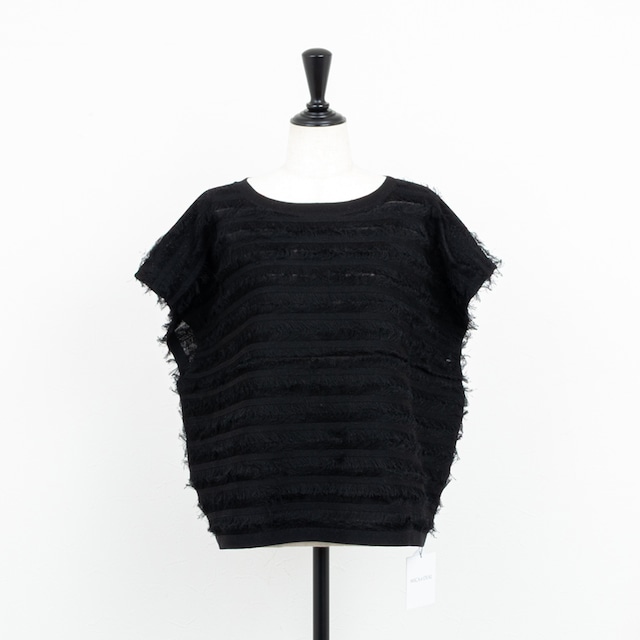 【MICA&DEAL／マイカアンドディール】フリンジニットプルオーバー（ブラック）