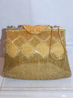 三越金色ビーズビィンテージバック bead vintage bag (made in Japan)(No21)