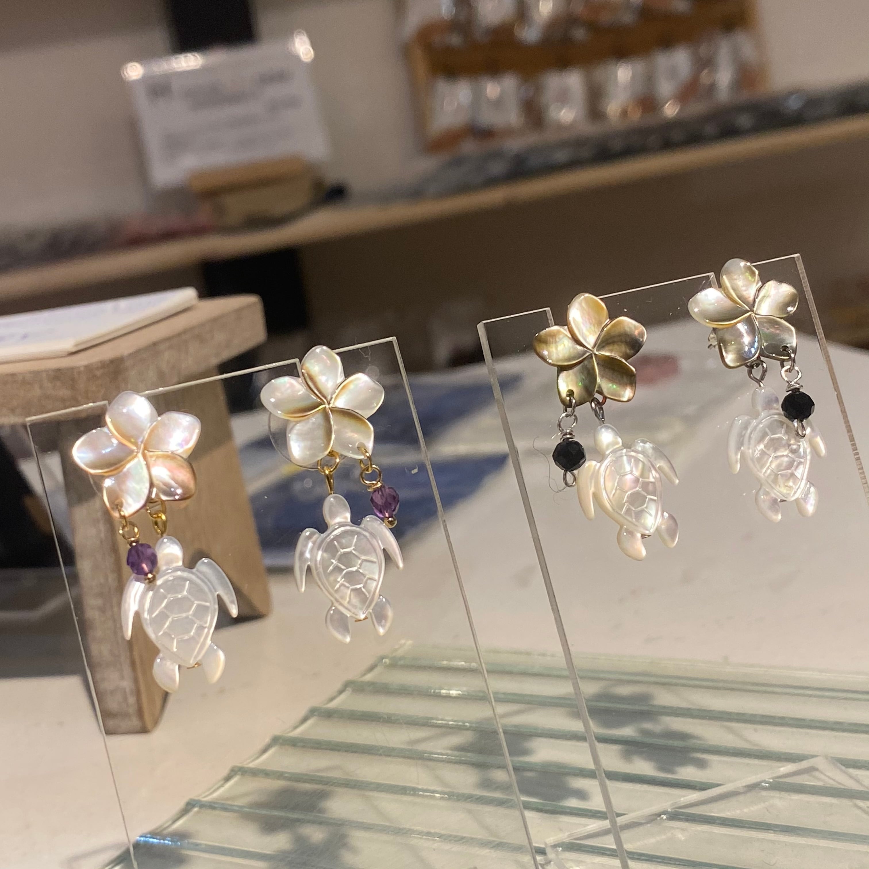 ハワイアン プルメリア×ホヌ サージカルステンレスピアスorイヤリング  