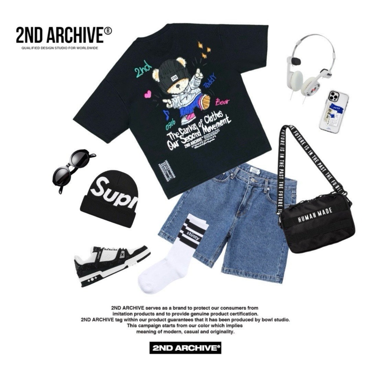 2ND011 2NDARCHIVE Tシャツ 韓国ファッション オーバーサイズ ユニセックス