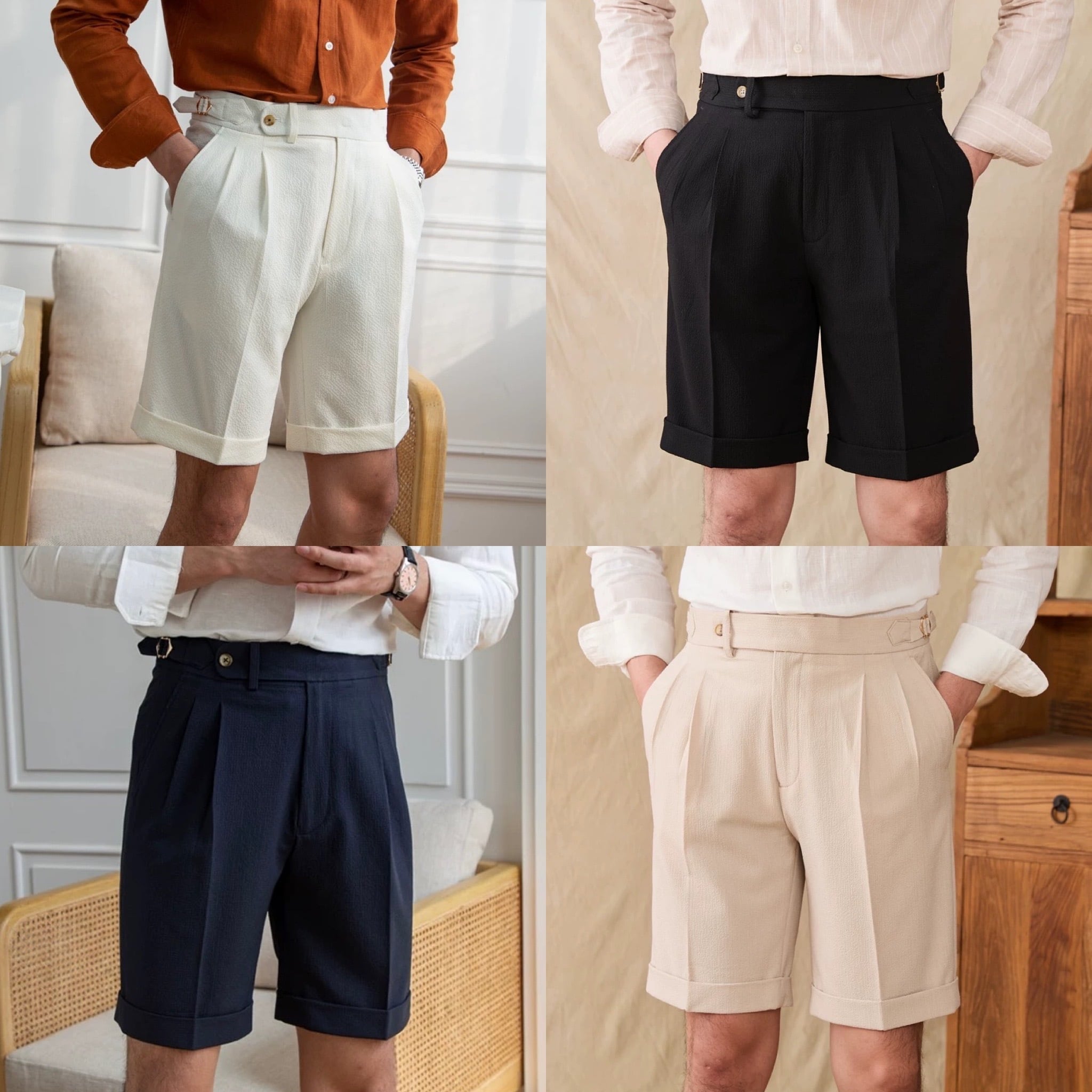 シアサッカーベルトレスショーツ