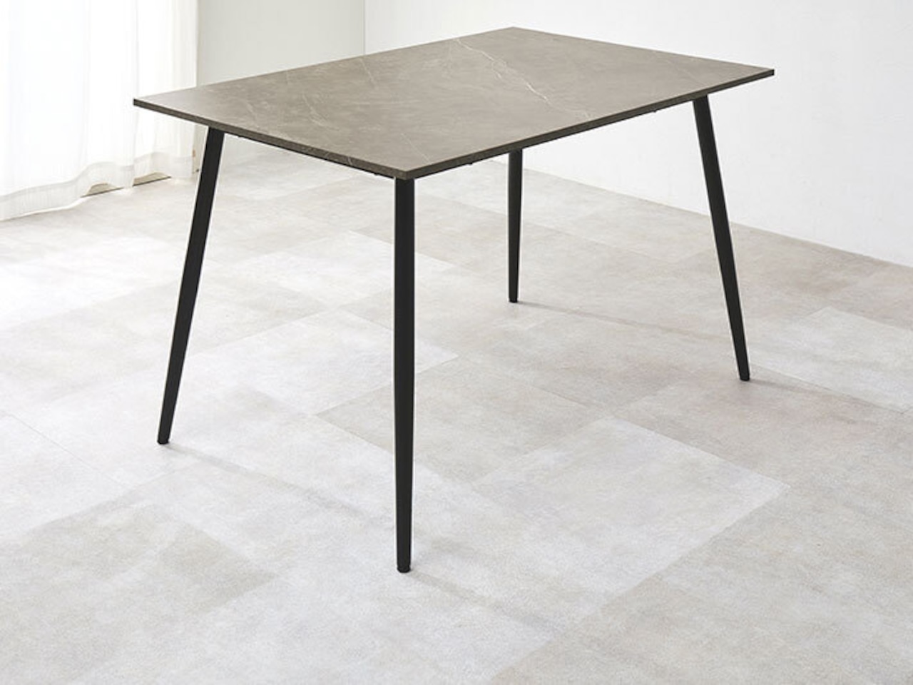 120×75cmカフェテーブル5点セット 大理石調 【チェア:グレー】・画像4