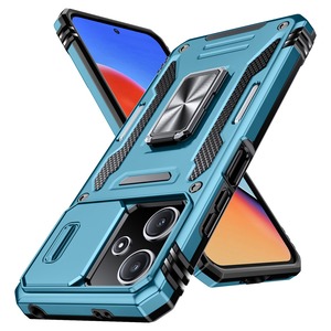【数量限り】Xiaomi Redmi 12 5G/4G/ ケース Redmi Note 12R ケース リング付き スライド式カメラプロテクター付き 衝撃吸収 保護ケース PC スタンド機能 車載ホルダー対応 米軍MIL規格 金属リング 擦り傷防止 滑り止め Redmi 12 5G/4G/Note 12R カバー 耐衝撃 横置き機能 人気 ライトブルー C92-hm12 5g-06