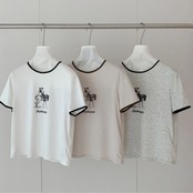 Cavalier Print Ringer Tee F0586