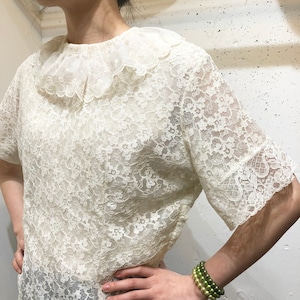 VINTAGE 50's frill collar all lace blouse