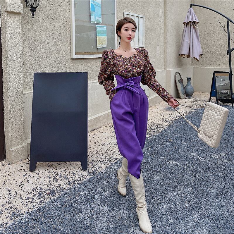 コーデュロイフローラルシャツ オータムウィンタートップス スタンダードカラーショート長袖スリーブ ロング レトロ 秋物 冬物 花柄 スクウェア ブラックストロベリース4480680495