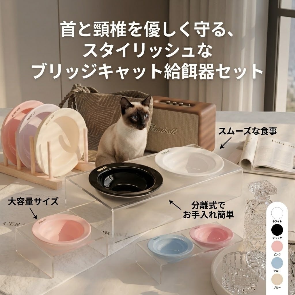 ダブル食器台】ペット用 フードボウル 陶器製 犬 猫 餌入れ 水入れ