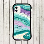 受注生産 iPhoneケース 水色とラベンダーの水平マーブル｜マーブルアート PABS101C
