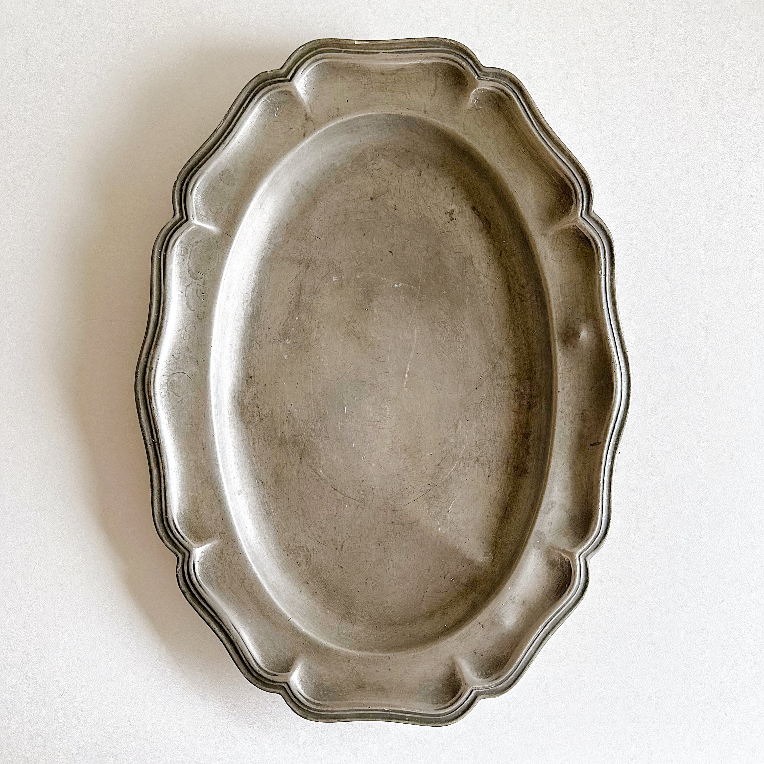 Étain エタン ピューター 花リム オーバルプレート（フランス） | ぽわ