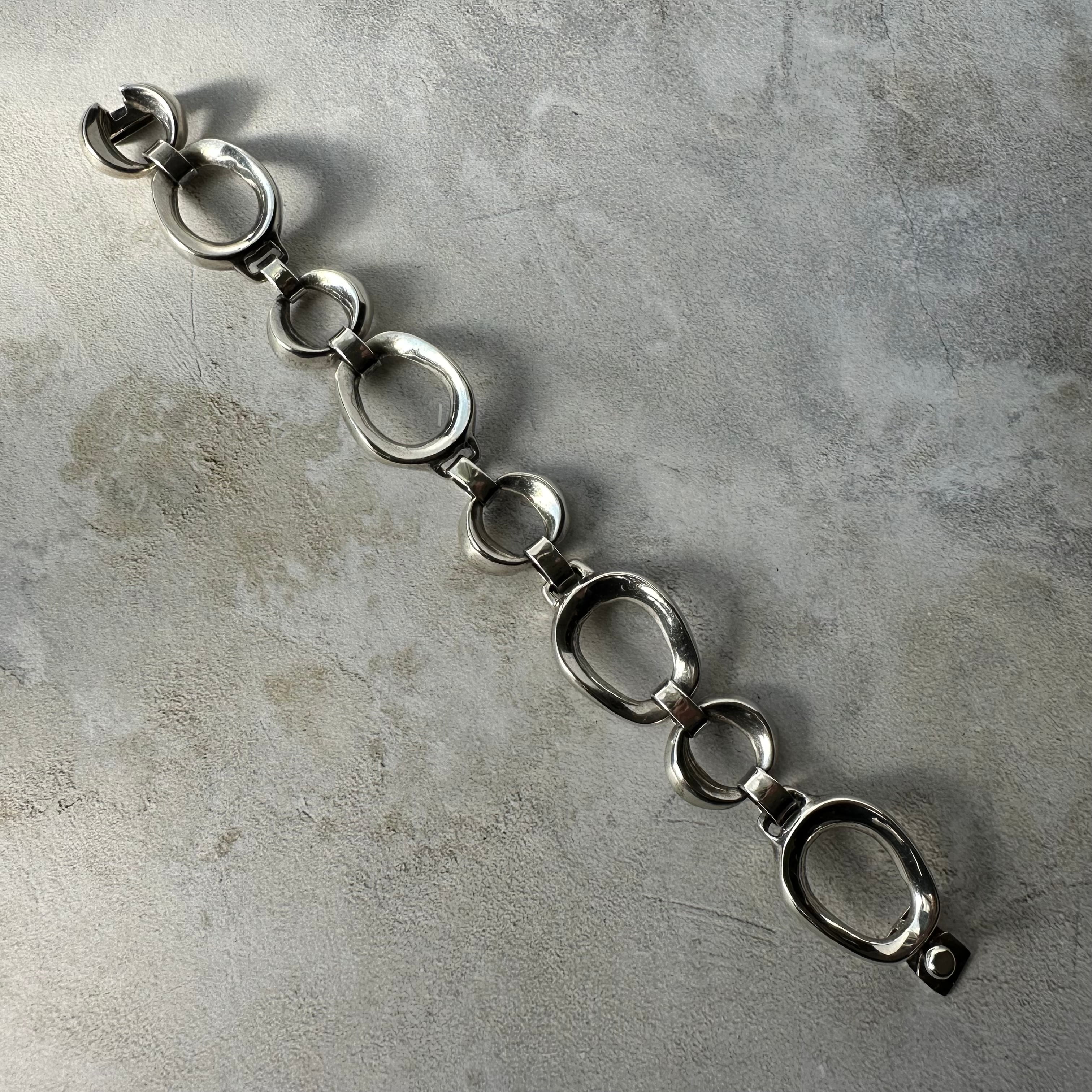 Vintage Heavy Modernist Link Bracelet Silver925 Made in Mexico