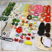 フラダンス 小物 まとめ売り 70点以上 セット レイ フラワーレイ クウペエ ネックレス シェルレイ ククイ バッグ 赤 白 黄 緑 ピンク カラフル アクセサリー ヘアクリップ ヘアアクセサリー タヒチアン ホワイト系 グリーン系 レッド系 イエロー系