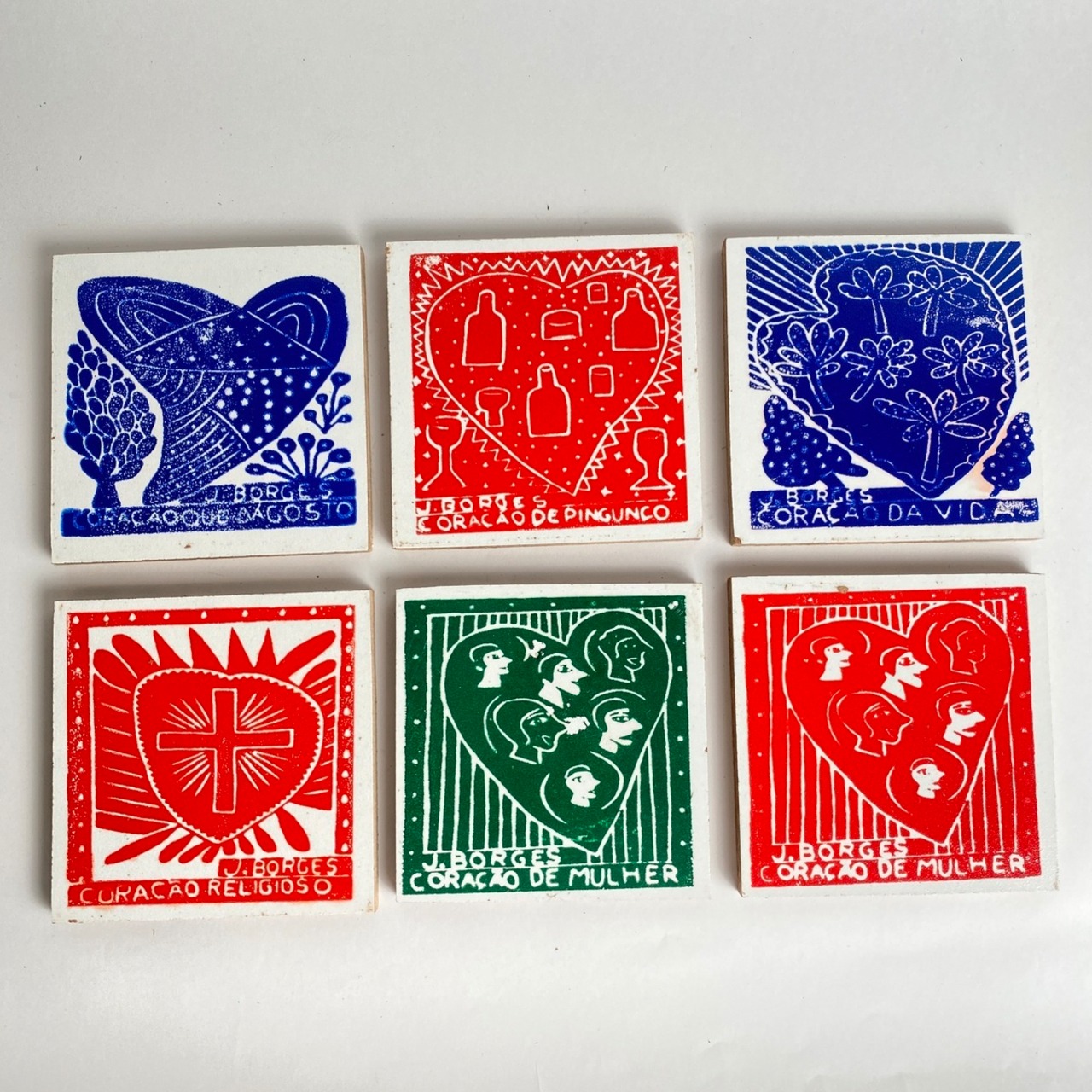 ボルジェス木版画 J. BORGES コースター 6枚セット