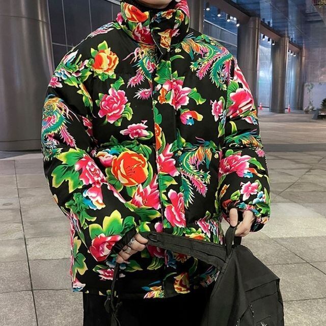 予約販売】ダウンジャケット アウター レトロ 花柄 メンズ