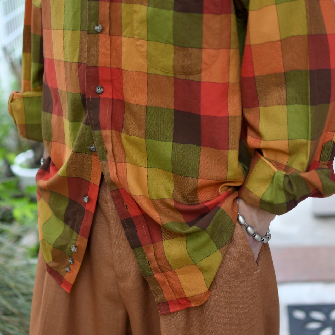ORVIS block check button down shirt
