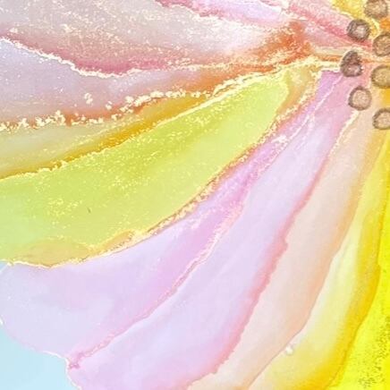 オレンジFlower アルコールインクアート お花 癒し 元気 明るい