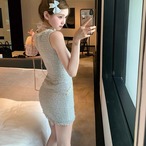 Diamond Chain Waist Strap Dress