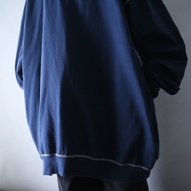 "KING SIZE" XXXXXXXXL super over silhouette stitch work hoodie jacket