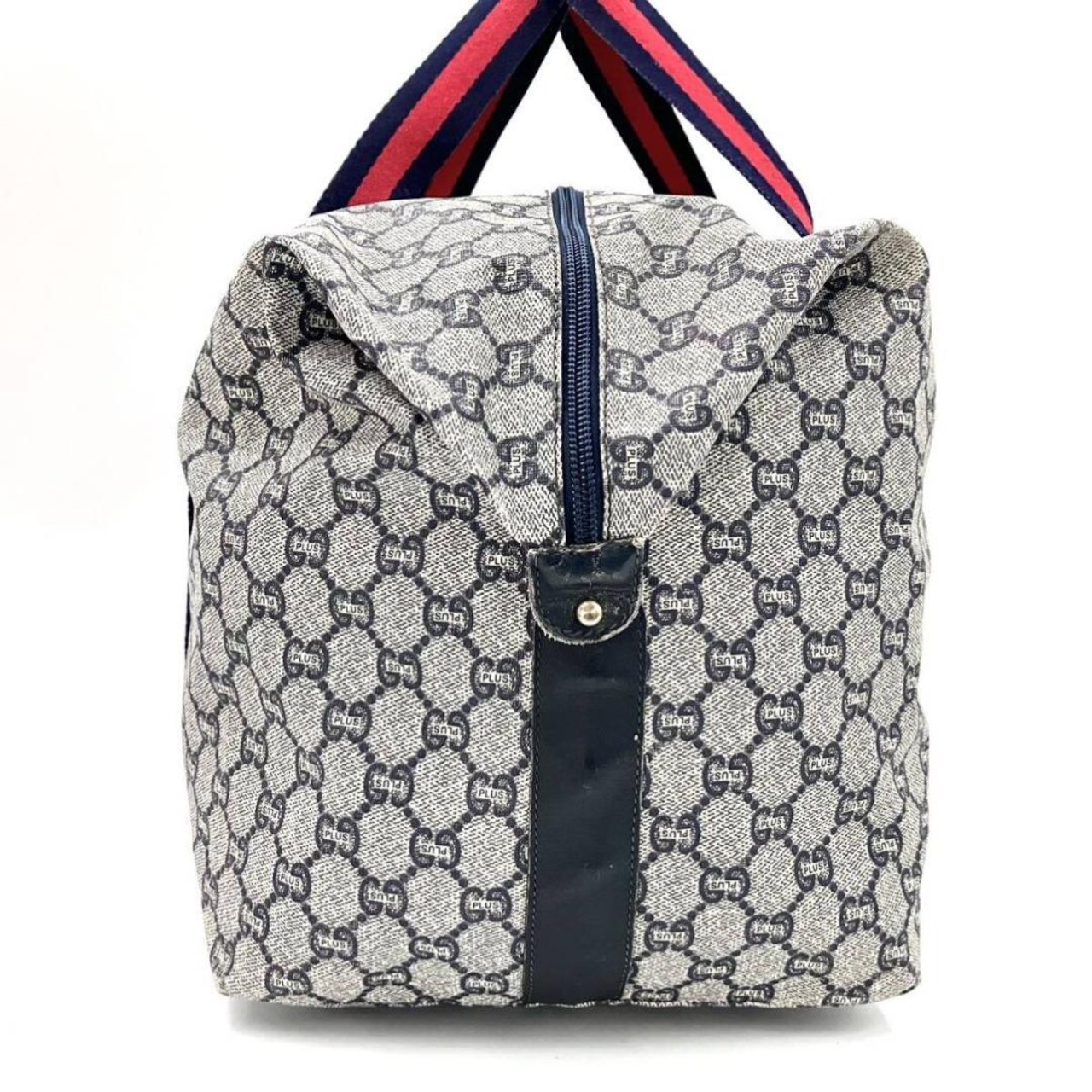 極美品】GUCCI 2100 ボストンバッグ シェリーライン ネイビー 大容量 