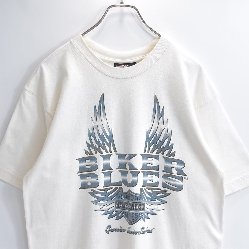 90s USA製 HARLEY-DAVIDSON BIKER BLUES ウィング両面プリント Tシャツ