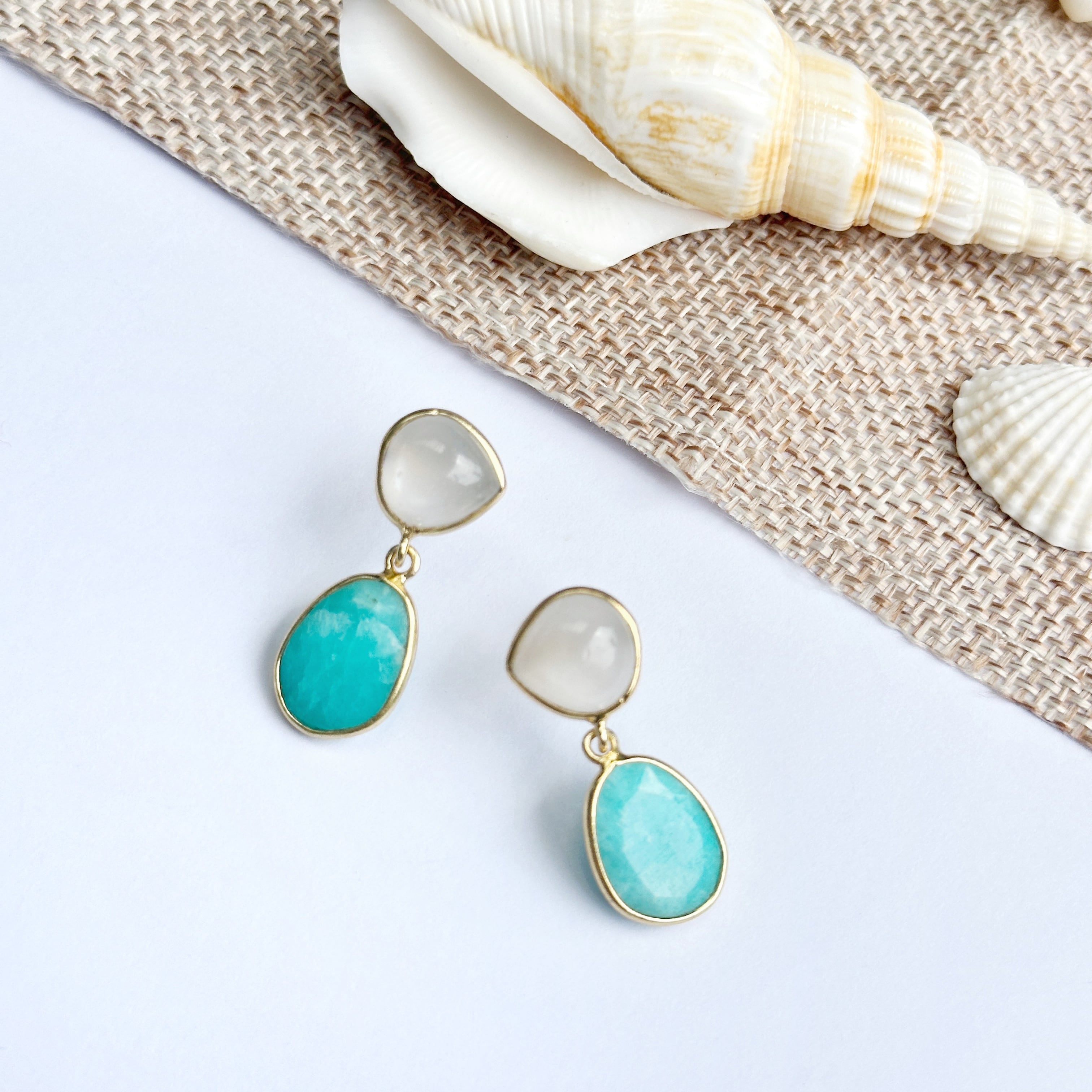 Gold Coating 2 ストーンピアス ムーンストーン＆アマゾナイト