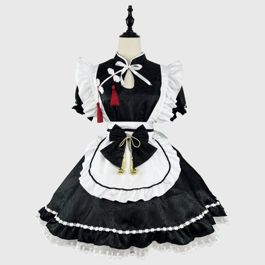 メイド服 長袖 コスプレ 4点セット イベント衣装 ゆめかわ ロリータ