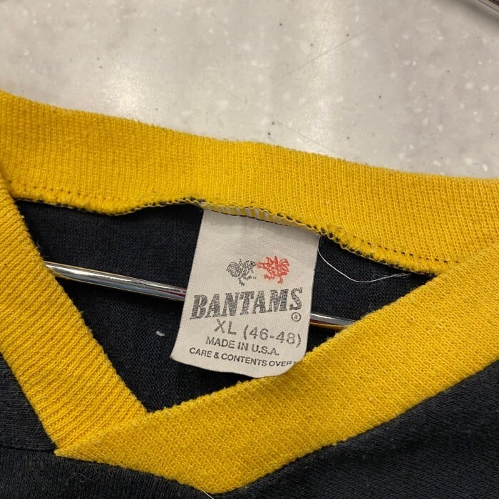 80年代 カレッジ Vネック ラインデザイン フットボールTシャツ メンズL