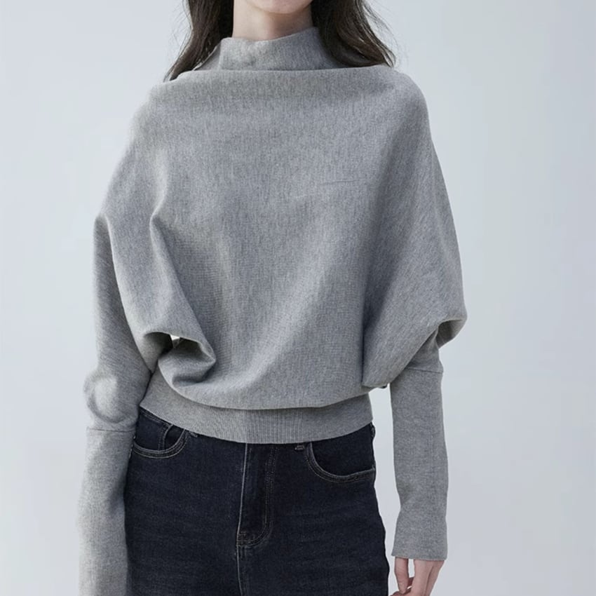 mock-neck dolman-sleeve knit　J00274