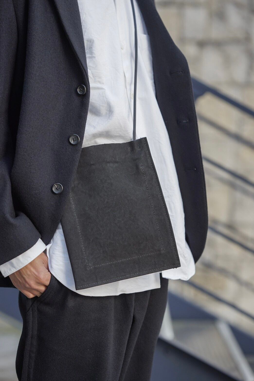 AMIACALVA(アミアカルヴァ) / Washed Canvas Sacosshe -BLACK-(A-076)