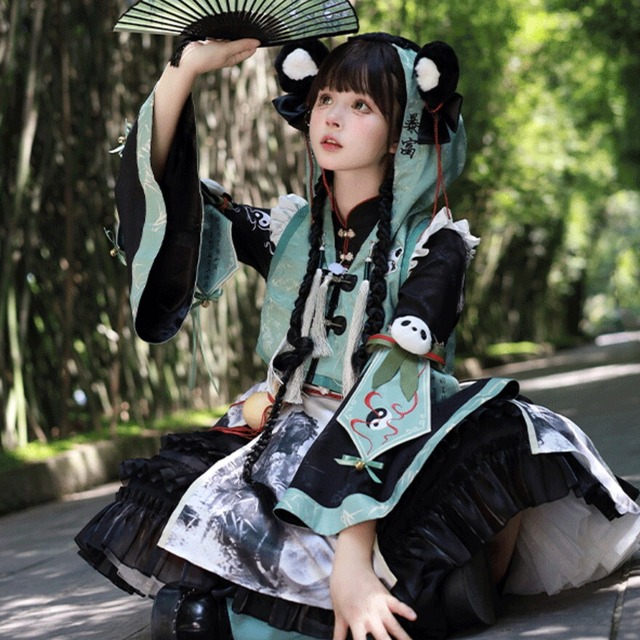 SEASONZ 中華ロリータ パンダ フルセット ベビードール コスプレ コンカフェ イベント 舞台 ステージ衣装